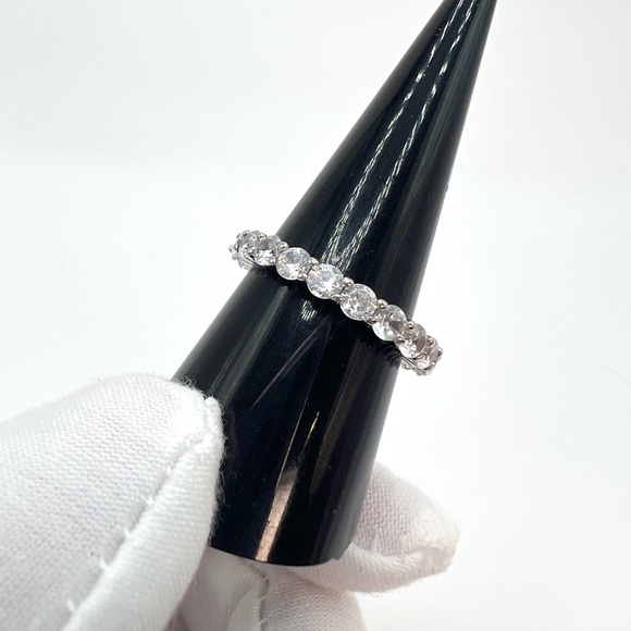 Sterling Round Cubic Zirconia Eternity Ring - Picture 4 of 16